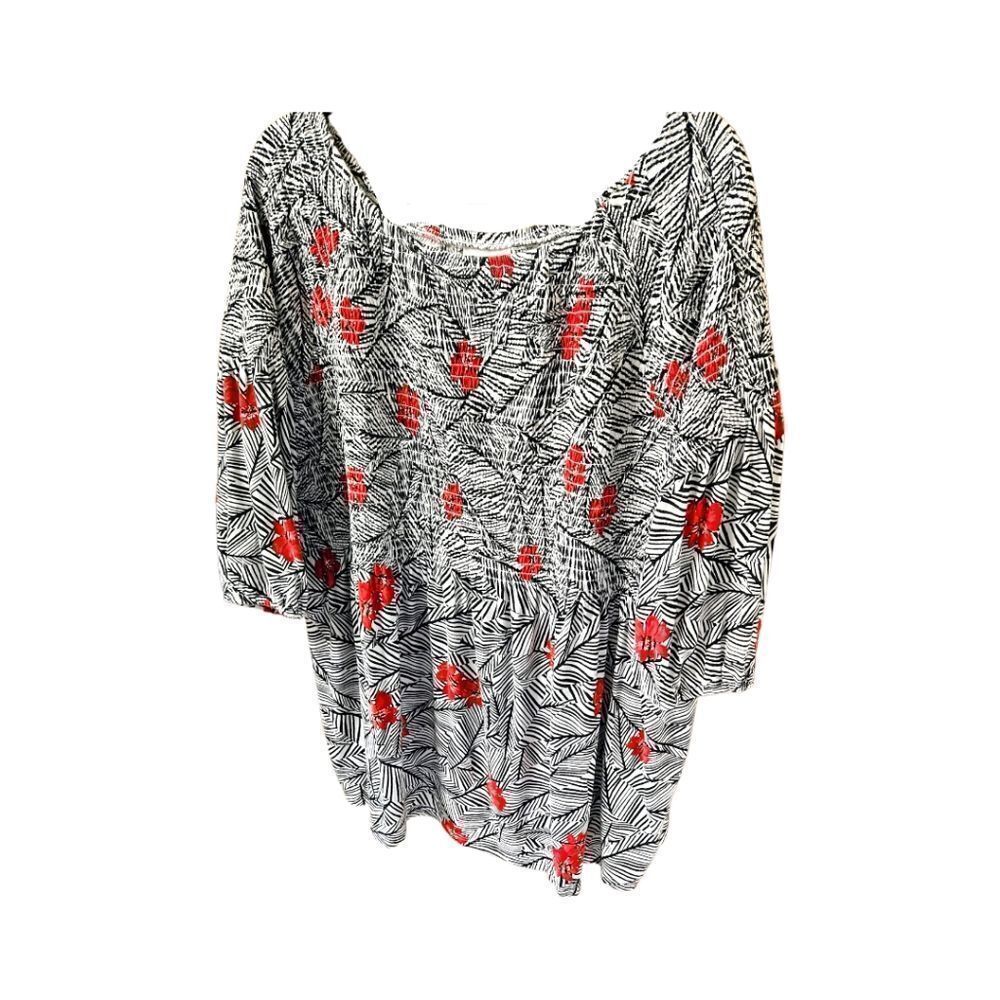 J.JILL Plus Size Women's Boo-Hoo Floral Print 3/4 Sleeve Top New! - Picture 6 of 14